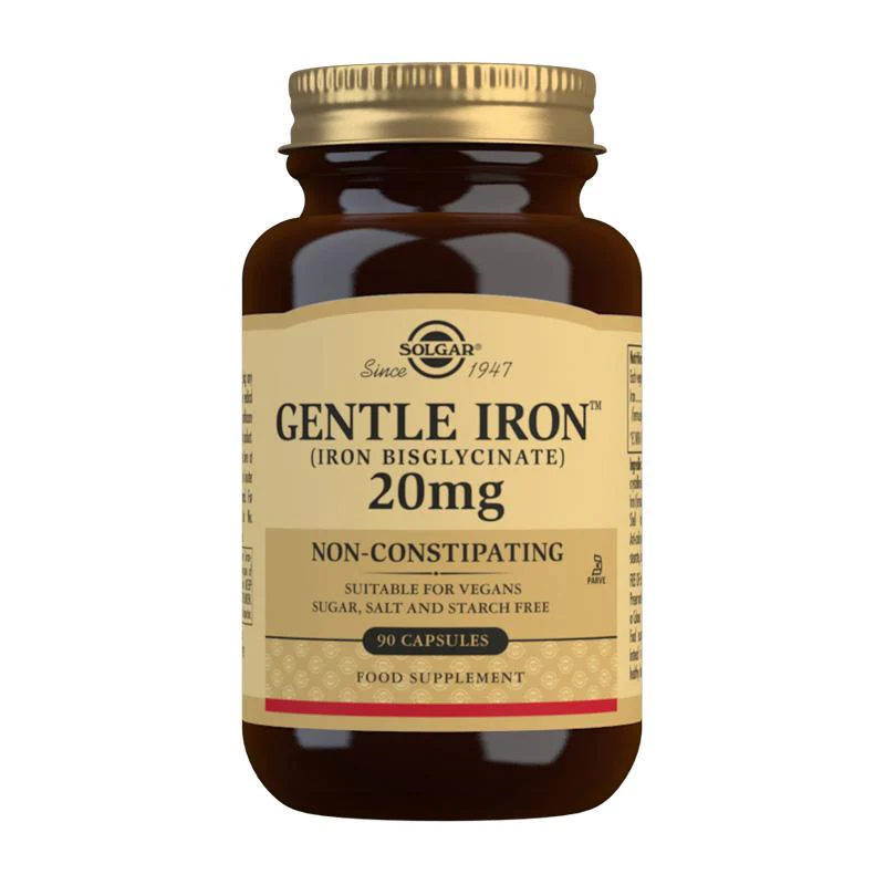 Solgar Gentle Iron (Iron Bisglycinate) 20 mg Vegetable Capsules