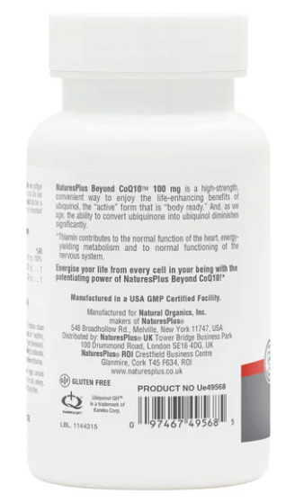 NaturesPlus - Beyond CoQ10® 100 mg Softgels - 30-100 mg Softgels - Image 3