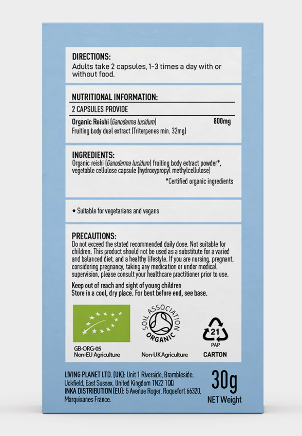 Mushroom For Life - Organic Reishi - 60 Caps - Image 2